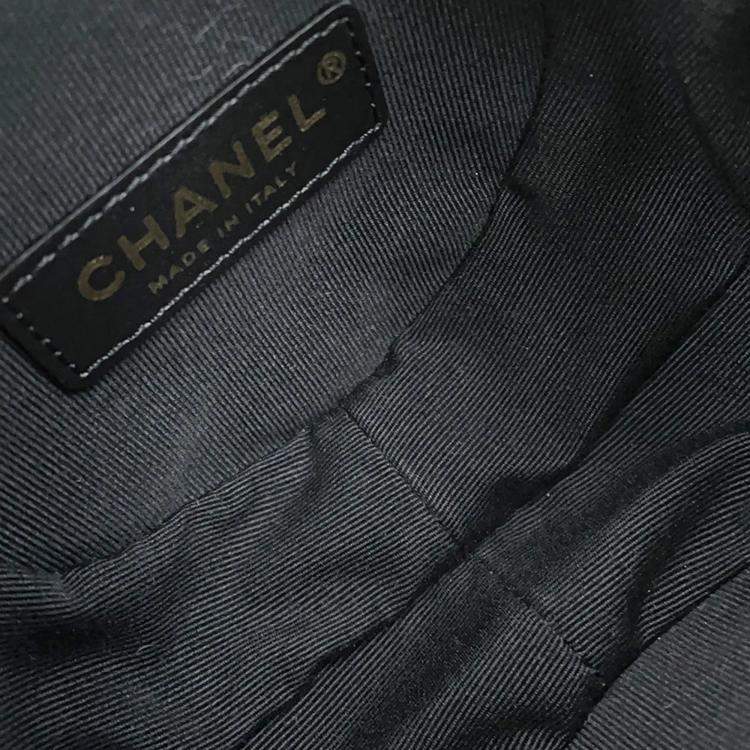 Pre Owned Chanel Camellia Evening Black Shiny Aged Calf Leather Chain Shoulder Bag