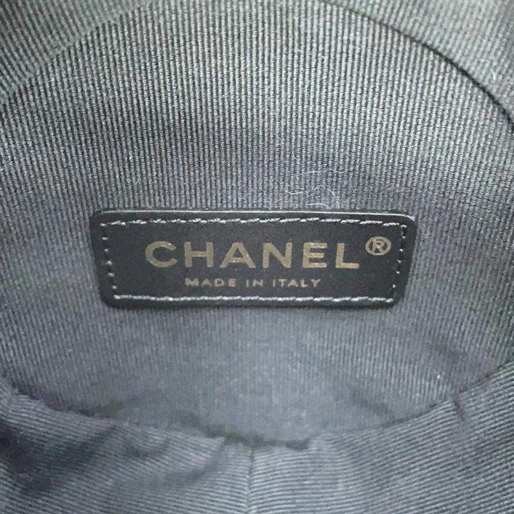 Pre Owned Chanel Camellia Evening Black Shiny Aged Calf Leather Chain Shoulder Bag