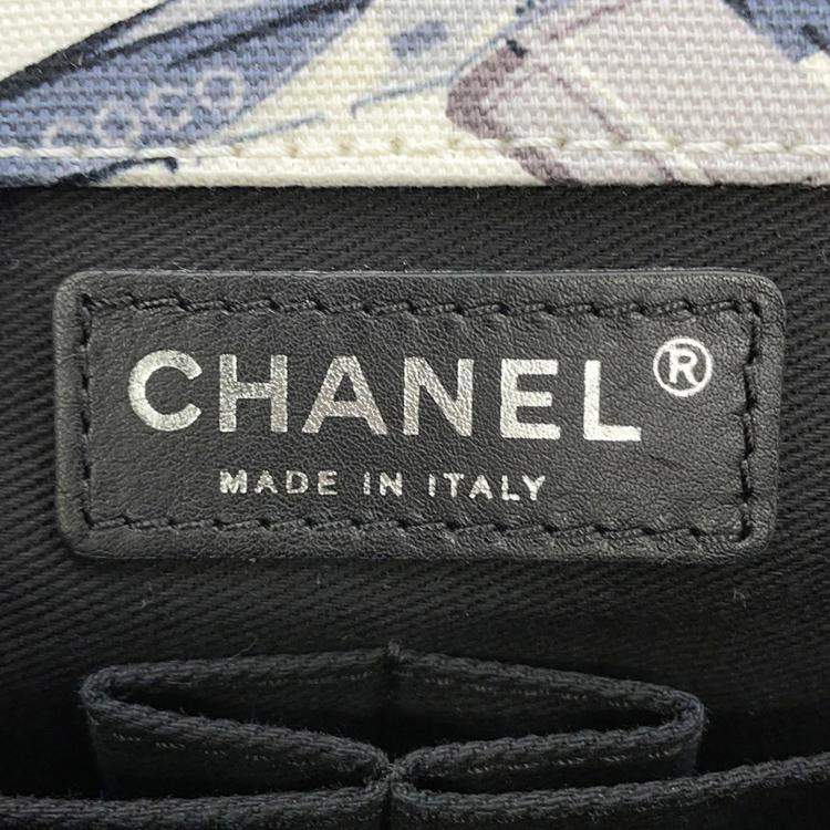Pre Owned Chanel Airline Black White Canvas Plastic Chain Shoulder Bag