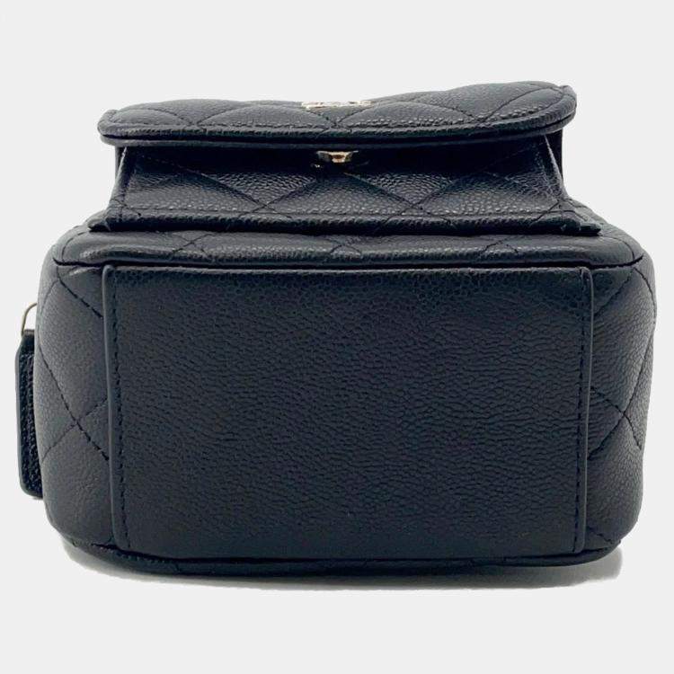 Pre Owned Chanel Matelasse Mini Black Caviar Leather Shoulder Backpack
