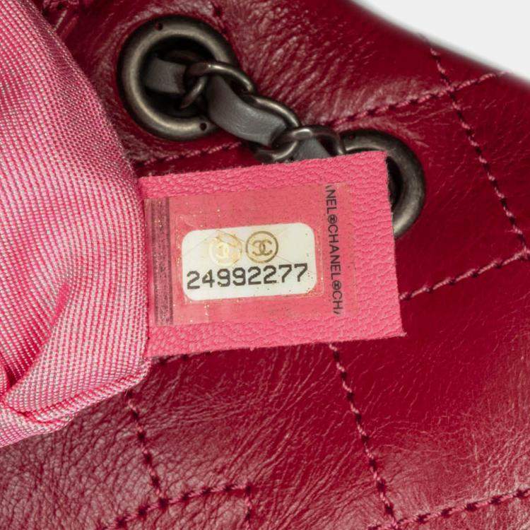 Pre Owned Chanel Red CC Lambskin and Tweed Flap Shoulder Bag