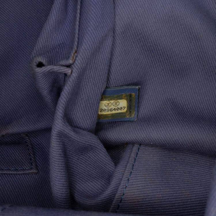 Pre Owned Chanel Blue Large Denim Deauville Bowling Bag