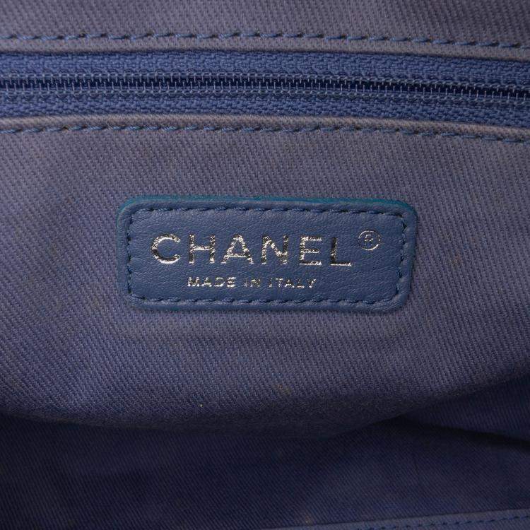 Pre Owned Chanel Blue Large Denim Deauville Bowling Bag
