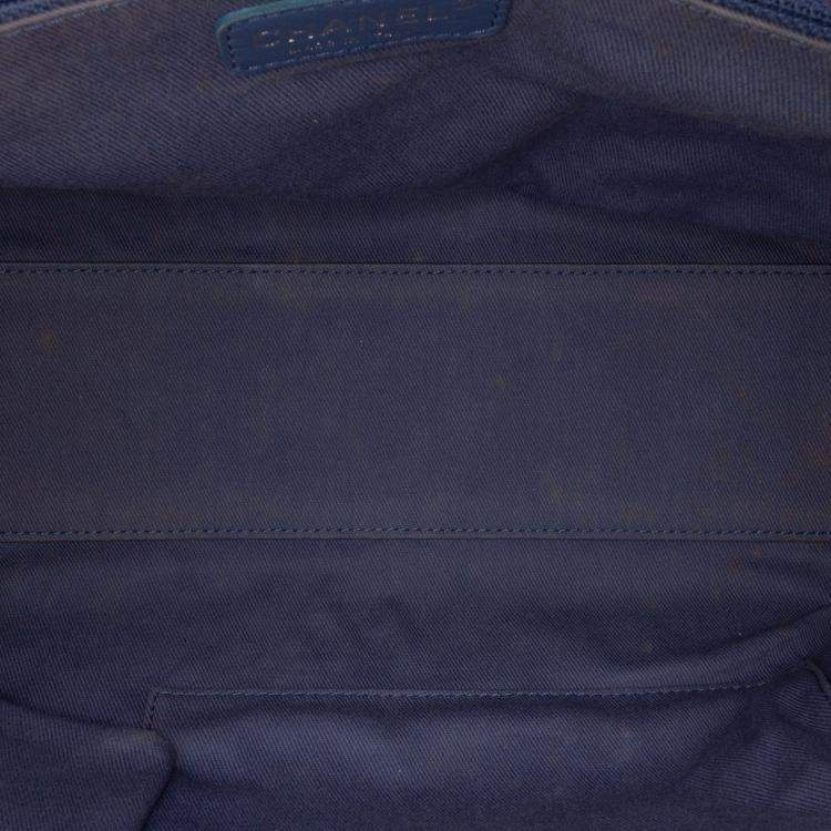 Pre Owned Chanel Blue Large Denim Deauville Bowling Bag