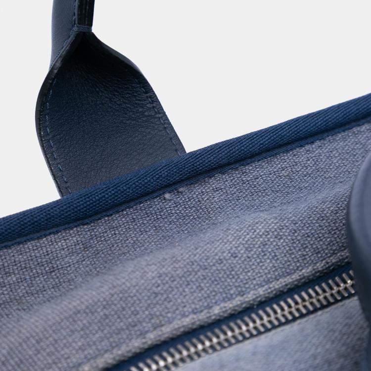 Pre Owned Chanel Blue Large Denim Deauville Bowling Bag