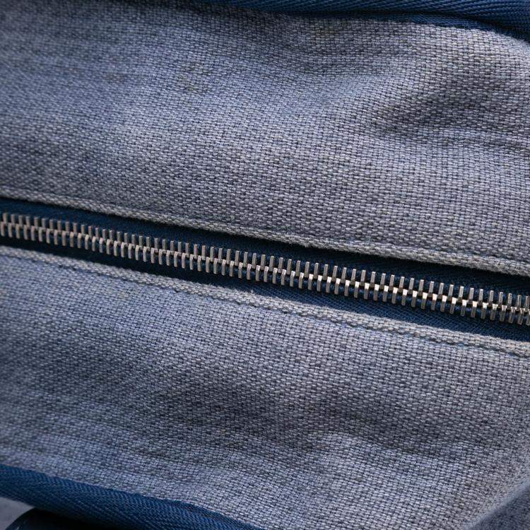 Pre Owned Chanel Blue Large Denim Deauville Bowling Bag