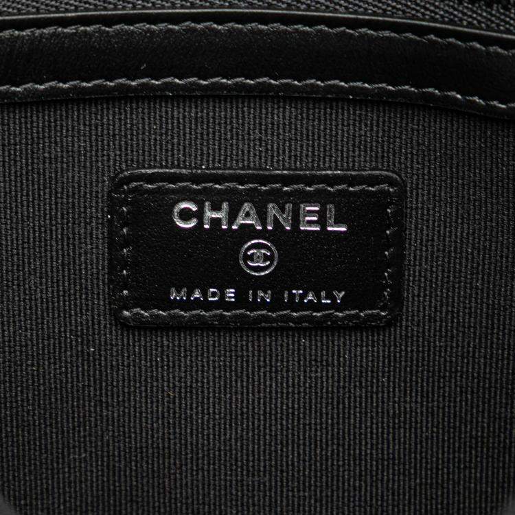 Pre Owned Chanel Black Medium Stitched Calfskin CC Cosmetic Case
