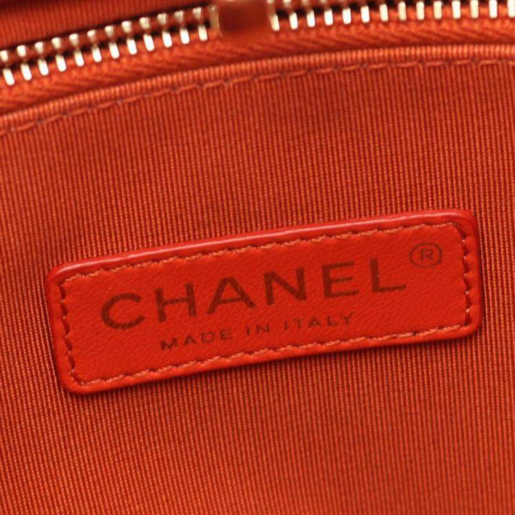 Pre Owned Chanel Orange/Red Large Quilted Lambskin 31 Shopping Bag