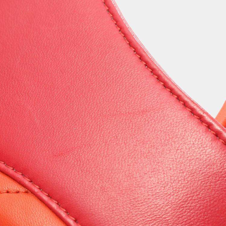 Pre Owned Chanel Orange/Red Large Quilted Lambskin 31 Shopping Bag