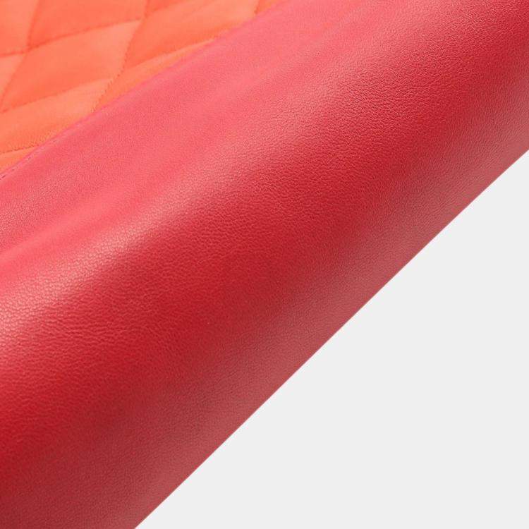 Pre Owned Chanel Orange/Red Large Quilted Lambskin 31 Shopping Bag