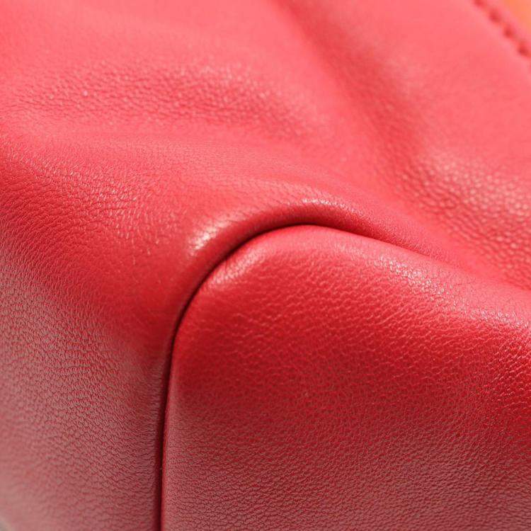 Pre Owned Chanel Orange/Red Large Quilted Lambskin 31 Shopping Bag