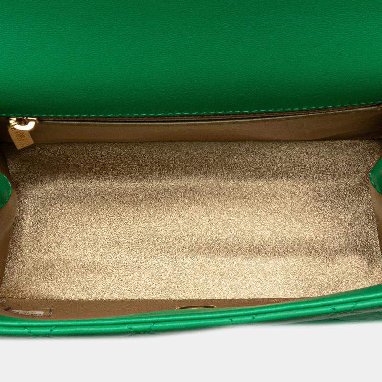 Pre Owned Chanel Green Small Quilted Lambskin La Parisienne Flap Bag