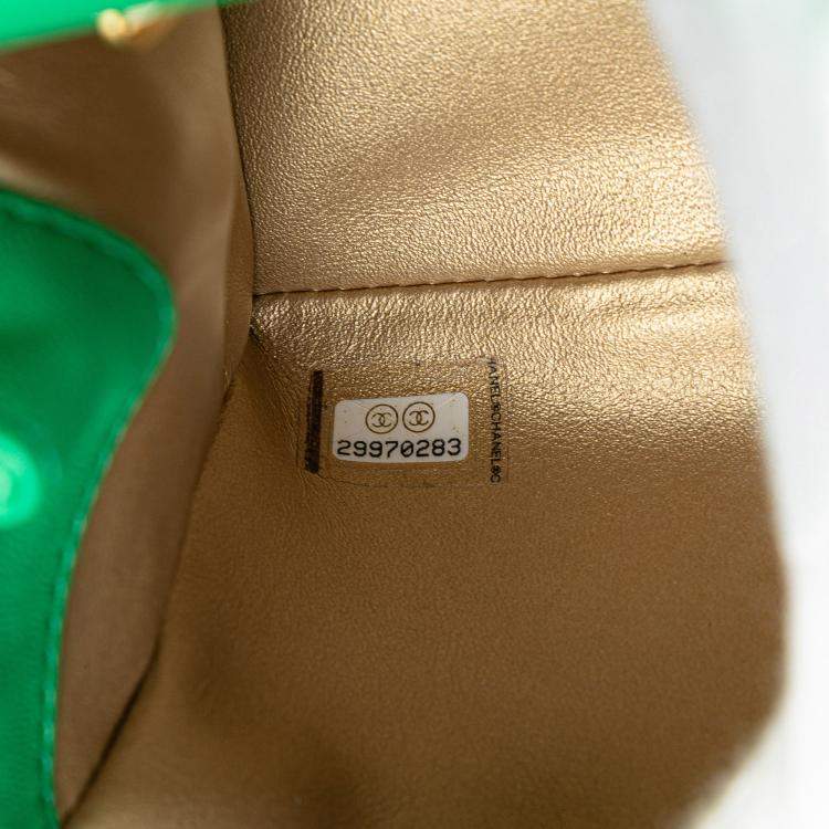 Pre Owned Chanel Green Small Quilted Lambskin La Parisienne Flap Bag