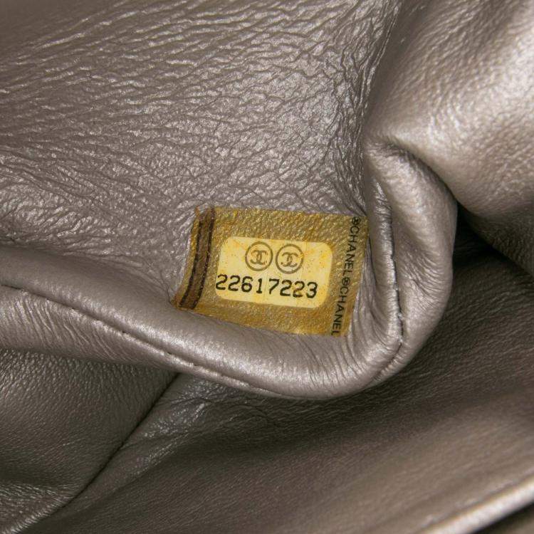 Pre Owned Chanel Brown Mini Square Classic Chevron Iridescent Lambskin Single Flap Bag