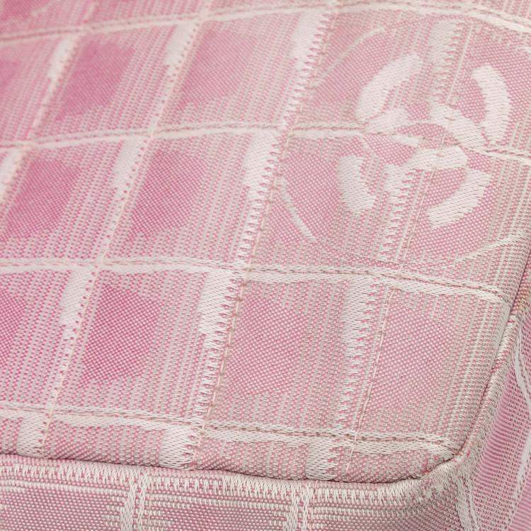 Pre Owned Chanel Pink Medium New Travel Line Nylon Single Flap Bag