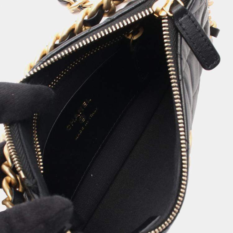 Pre Owned Chanel Black Quilted Lambskin Chain Around Hobo
