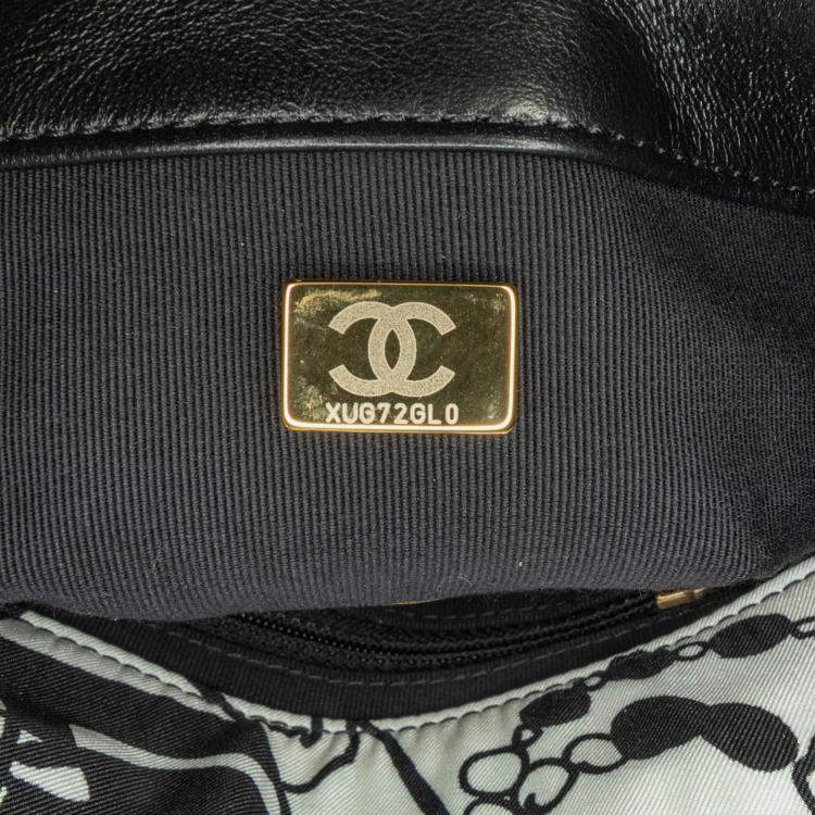 Pre Owned Chanel Black White Mini Printed Canvas Deer Coco Flap