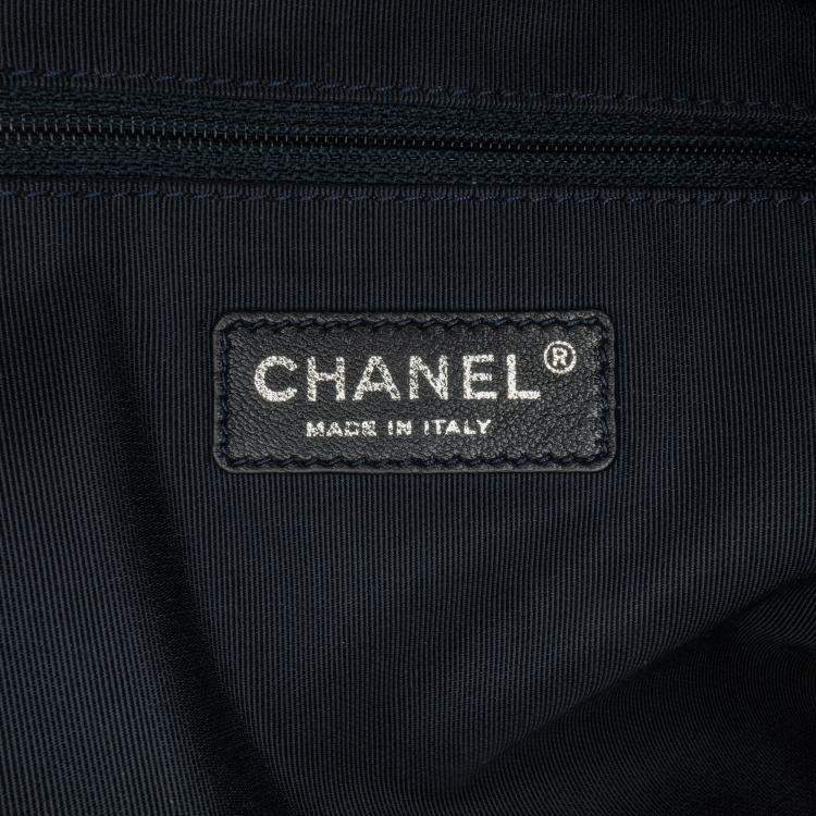 Pre Owned Chanel Blue Large Fringed Denim Shopping Tote