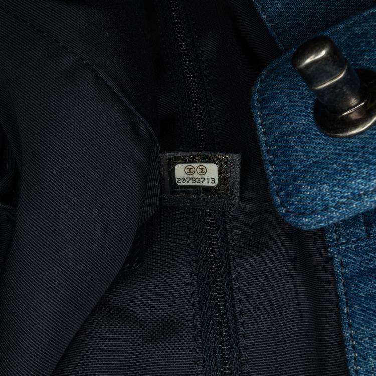 Pre Owned Chanel Blue Large Fringed Denim Shopping Tote