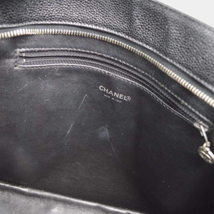 Pre Owned Chanel Black Calfskin Medallion Tote Handbag