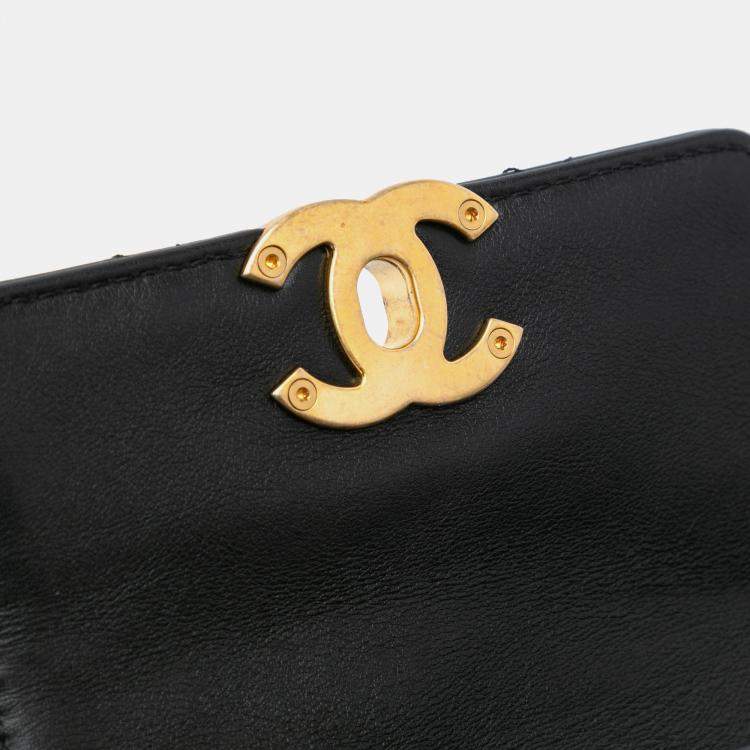 Pre Owned Chanel Black Mini Quilted Calfskin Framing Chain Flap Bag