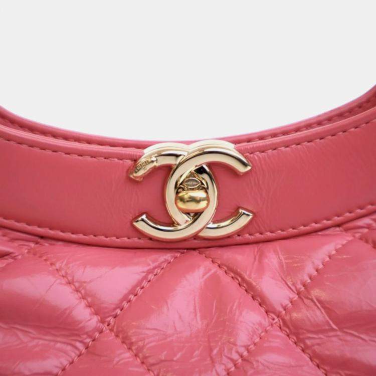 Pre Owned Chanel 31 Shopping Small Pink Aged Calfskin Shoulder Bag