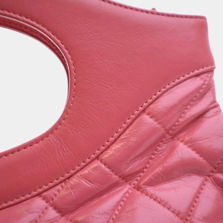 Pre Owned Chanel 31 Shopping Small Pink Aged Calfskin Shoulder Bag