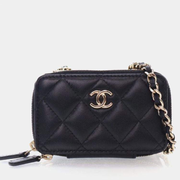 Pre Owned Chanel Trendy CC Mini Black Lambskin Cardholder Shoulder Bag