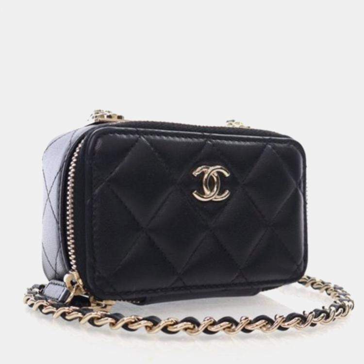 Pre Owned Chanel Trendy CC Mini Black Lambskin Cardholder Shoulder Bag