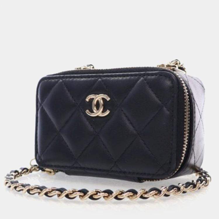 Pre Owned Chanel Trendy CC Mini Black Lambskin Cardholder Shoulder Bag