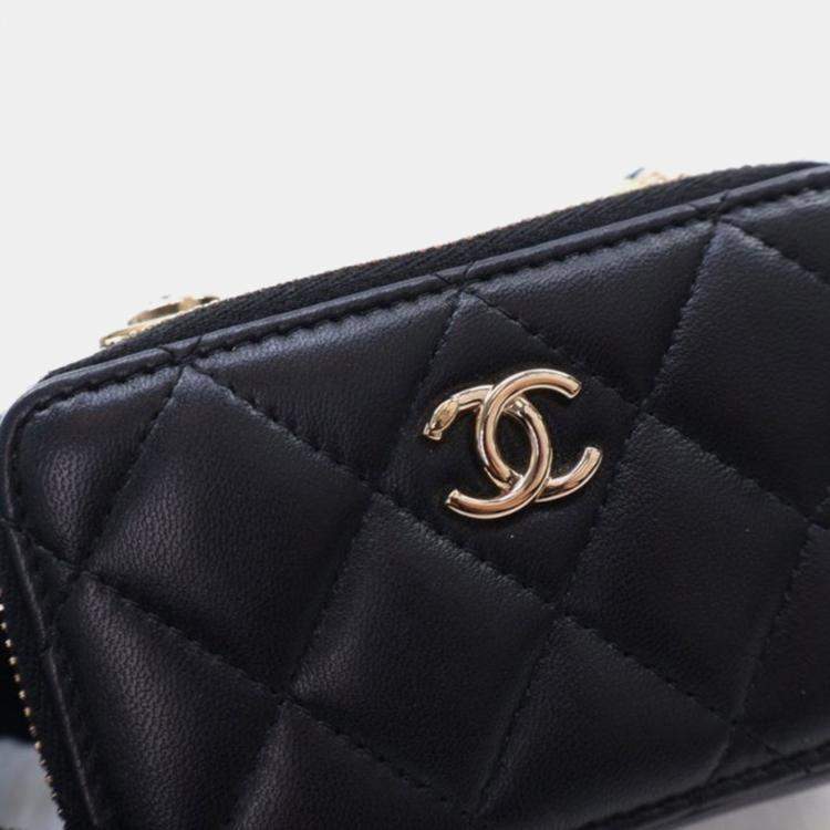 Pre Owned Chanel Trendy CC Mini Black Lambskin Cardholder Shoulder Bag