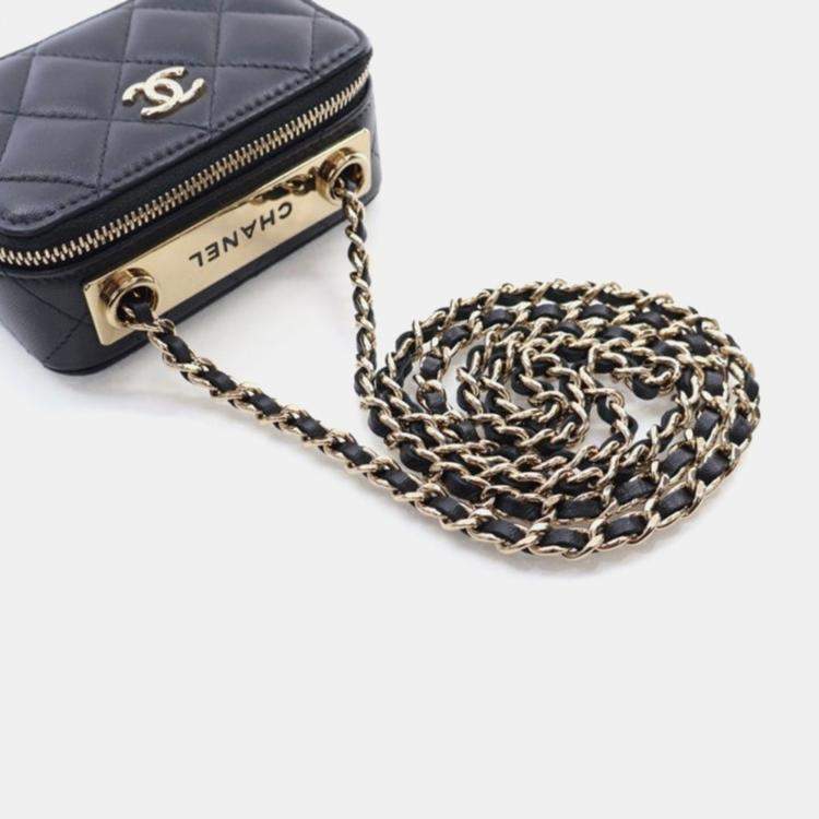Pre Owned Chanel Trendy CC Mini Black Lambskin Cardholder Shoulder Bag