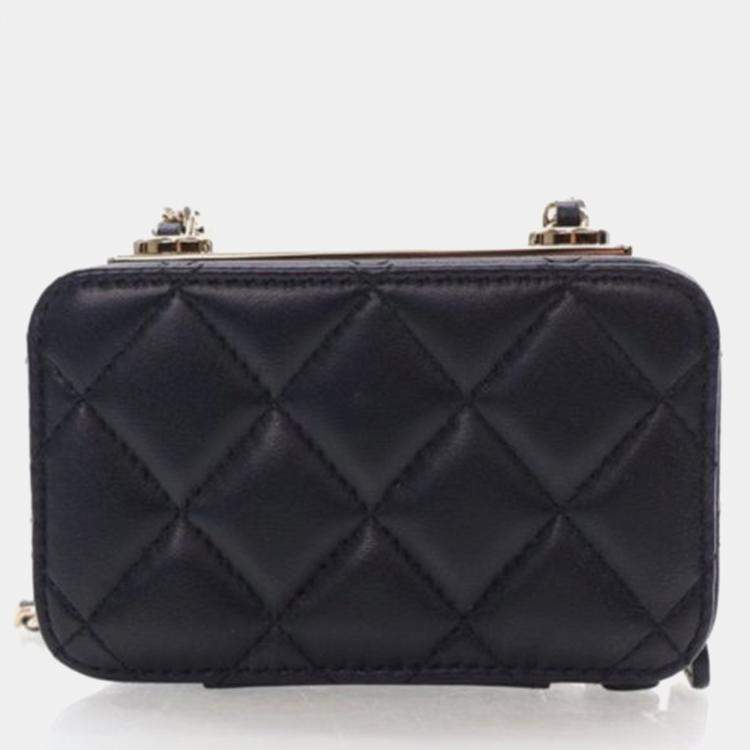 Pre Owned Chanel Trendy CC Mini Black Lambskin Cardholder Shoulder Bag