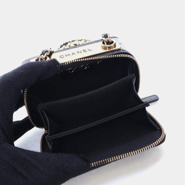 Pre Owned Chanel Trendy CC Mini Black Lambskin Cardholder Shoulder Bag