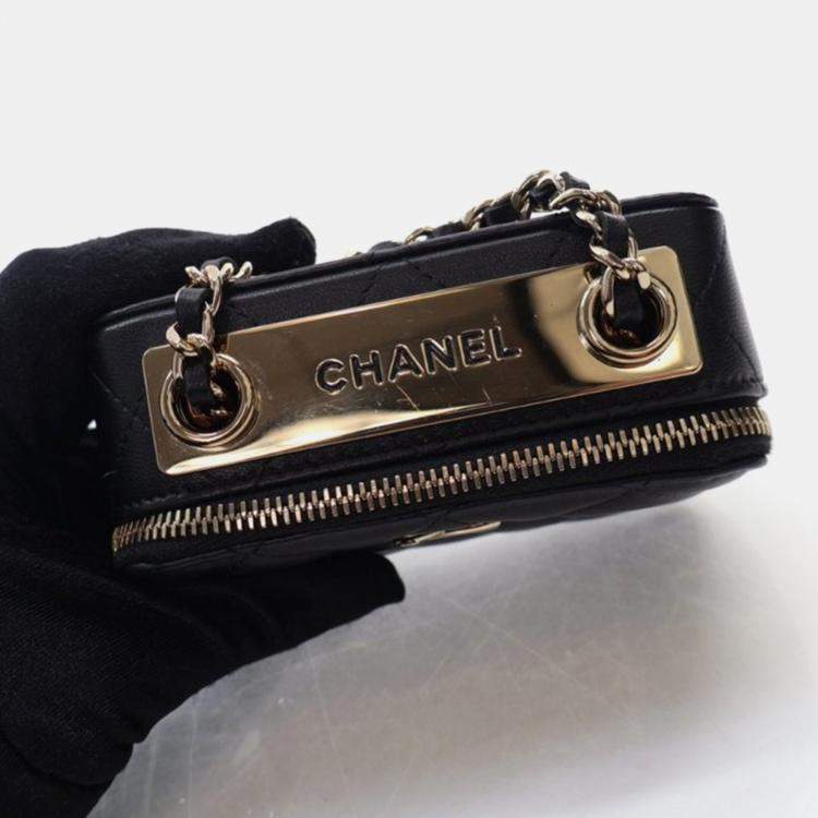 Pre Owned Chanel Trendy CC Mini Black Lambskin Cardholder Shoulder Bag