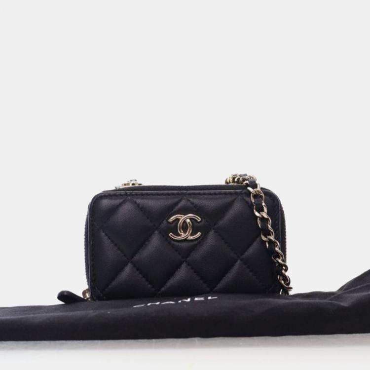 Pre Owned Chanel Trendy CC Mini Black Lambskin Cardholder Shoulder Bag