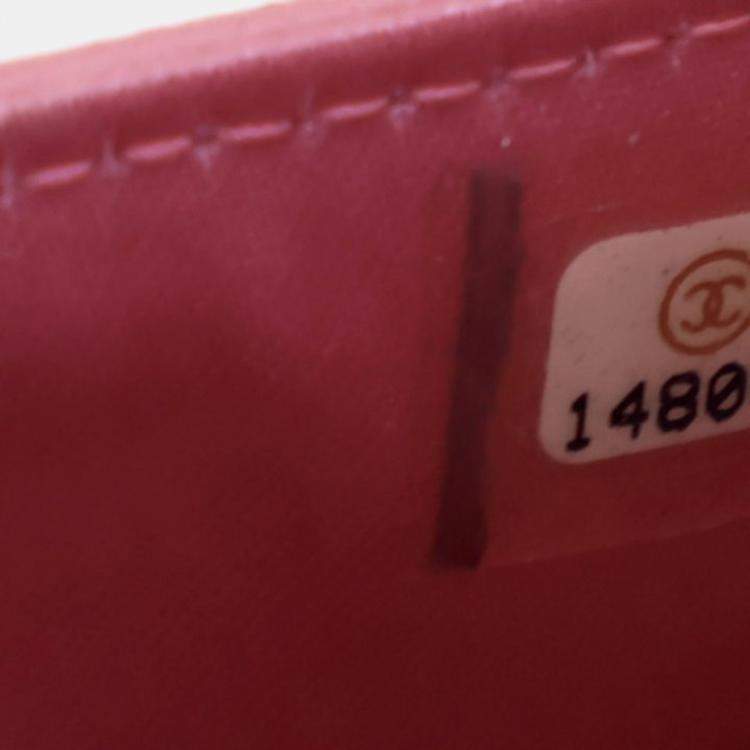 Pre Owned Chanel Camellia Pink Lambskin Wallet On Chain 