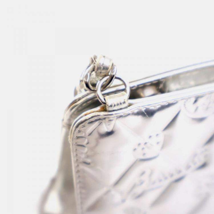 Pre Owned Chanel Pochette Silver Patent Leather Precious Symbols Bag