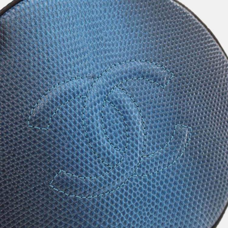 Pre Owned Chanel Round As Earth Blue Lizard Crossbody Bag