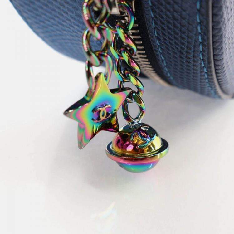 Pre Owned Chanel Round As Earth Blue Lizard Crossbody Bag