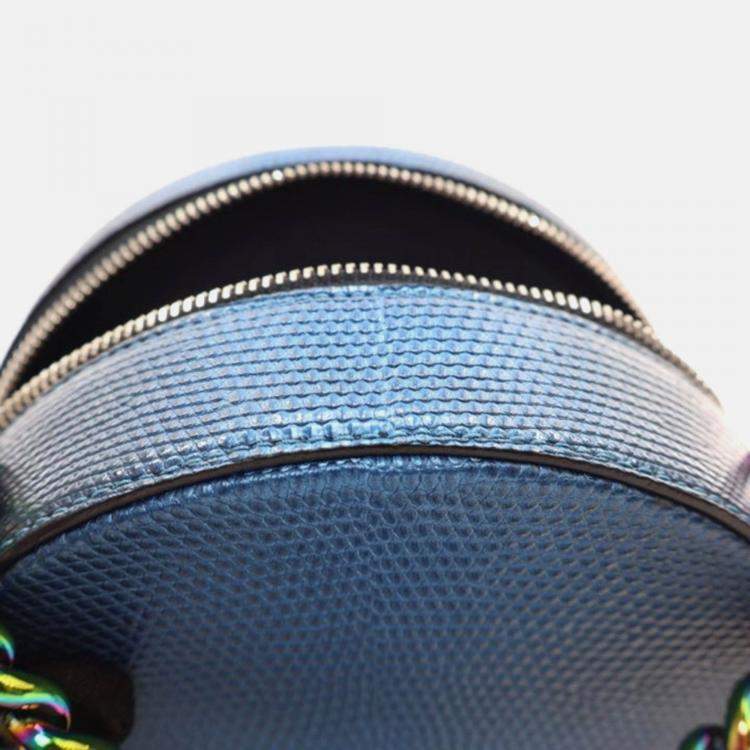 Pre Owned Chanel Round As Earth Blue Lizard Crossbody Bag