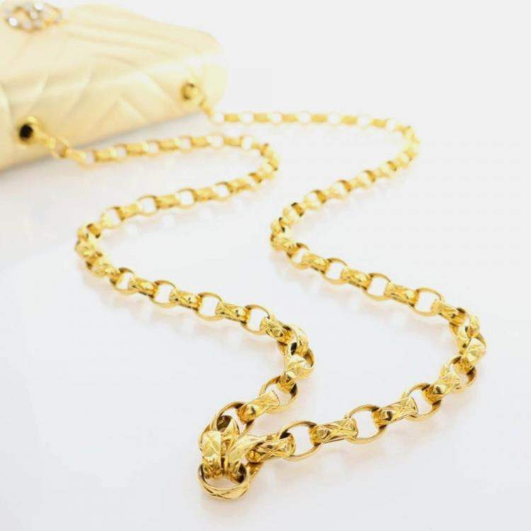 Pre Owned Chanel V Stitch Bijoux Vintage Gold Lambskin Shoulder Bag