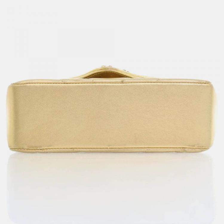 Pre Owned Chanel V Stitch Bijoux Vintage Gold Lambskin Shoulder Bag