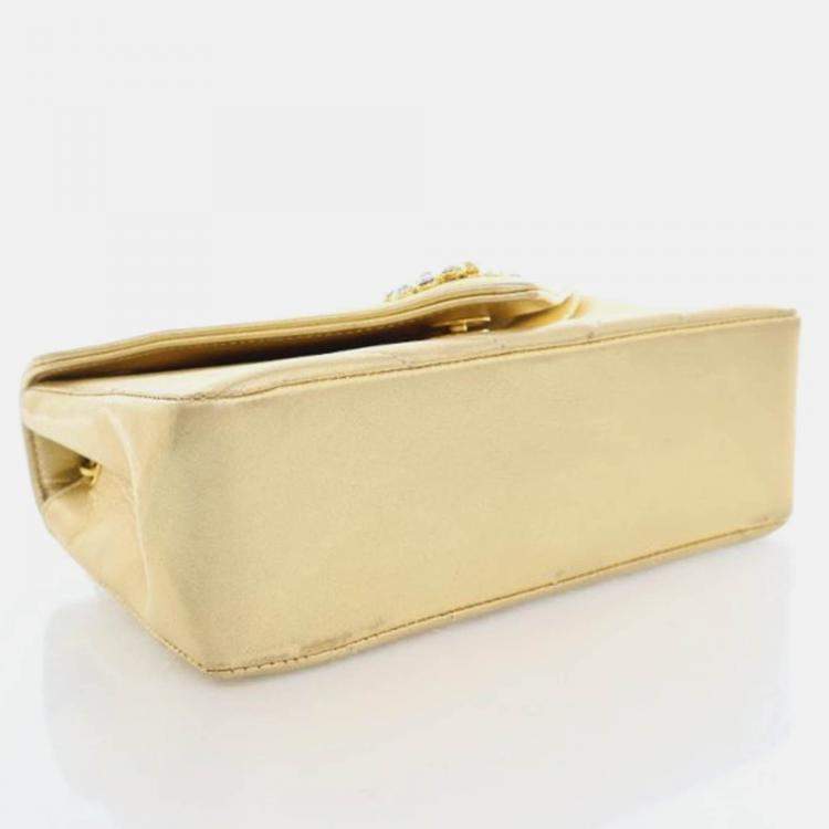 Pre Owned Chanel V Stitch Bijoux Vintage Gold Lambskin Shoulder Bag