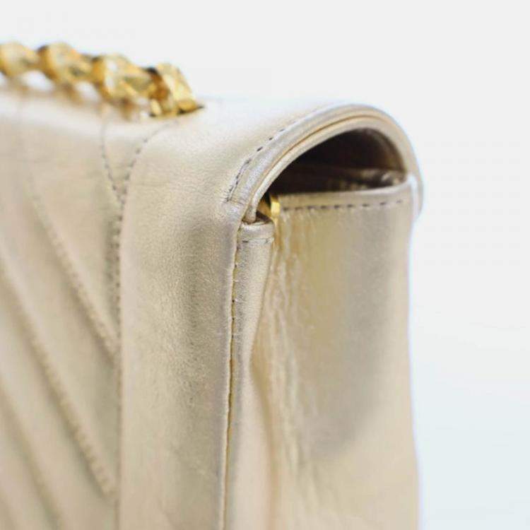 Pre Owned Chanel V Stitch Bijoux Vintage Gold Lambskin Shoulder Bag