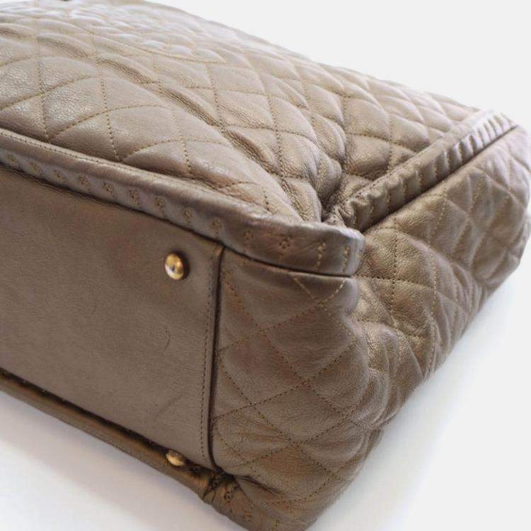 Pre Owned Chanel Istanbul Tote Metallic Bronze Calfskin Shoulder Bag