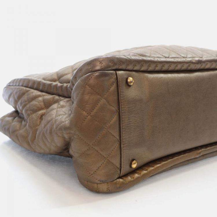 Pre Owned Chanel Istanbul Tote Metallic Bronze Calfskin Shoulder Bag