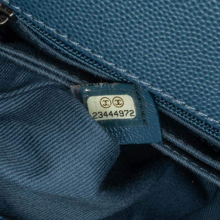 Pre Owned Chanel Navy Blue Mini Quilted Caviar Coco Top Handle Bag