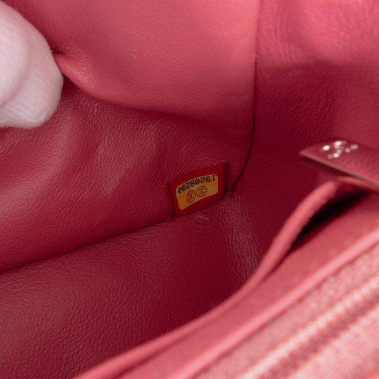 Pre Owned Chanel Pink Medium Classic Tricolor Lambskin Valentines Heart Charms Single Flap