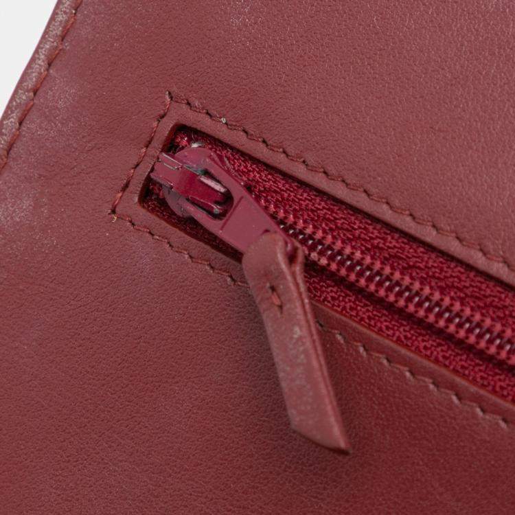 Pre Owned Chanel Red Quilted Aged Calfskin Gabrielle Wallet on Chain
